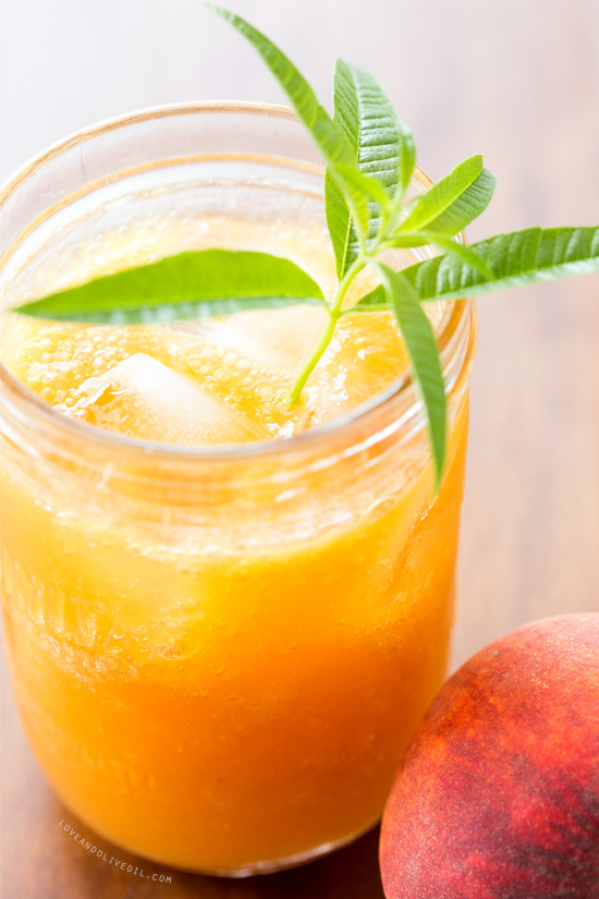 Fresh Peach and Lemon Verbena Soda