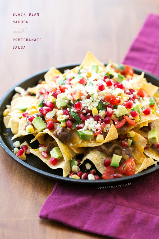 Black Bean Nachos With Pomegranate Salsa Love And Olive Oil
