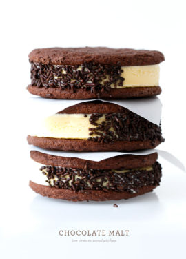 Chocolate Malt Ice Cream Sandwiches