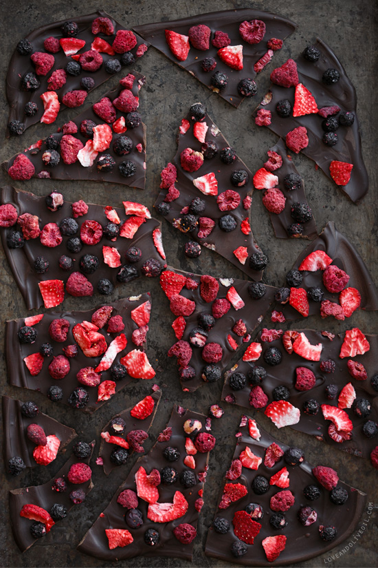 Fruity Chocolate Bark with Freeze-Dried Fruit