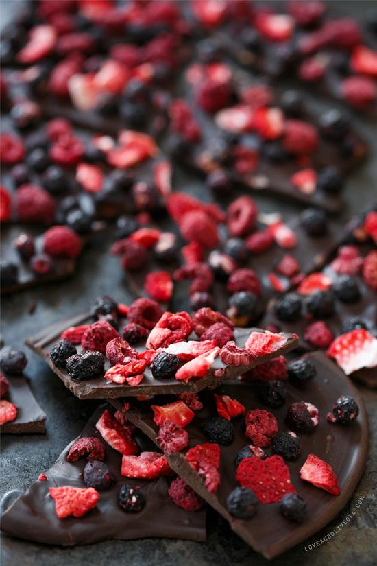 Fruity Chocolate Bark with Freeze-Dried Fruit