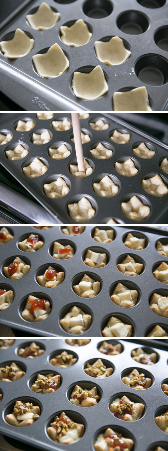 Baked Brie Puffs with Fruit Preserves and Pistachios