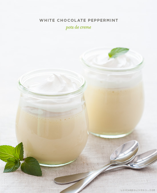 No-Bake White Chocolate Peppermint Pots de Creme