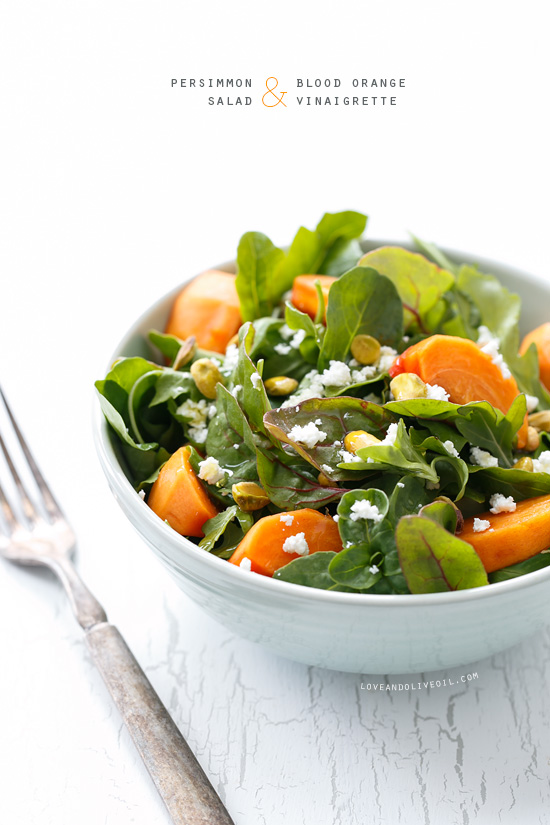 Persimmon Salad with Blood Orange Vinaigrette