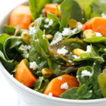 Persimmon Salad with Pistachios, Goat Cheese, and Blood Orange Viniagrette