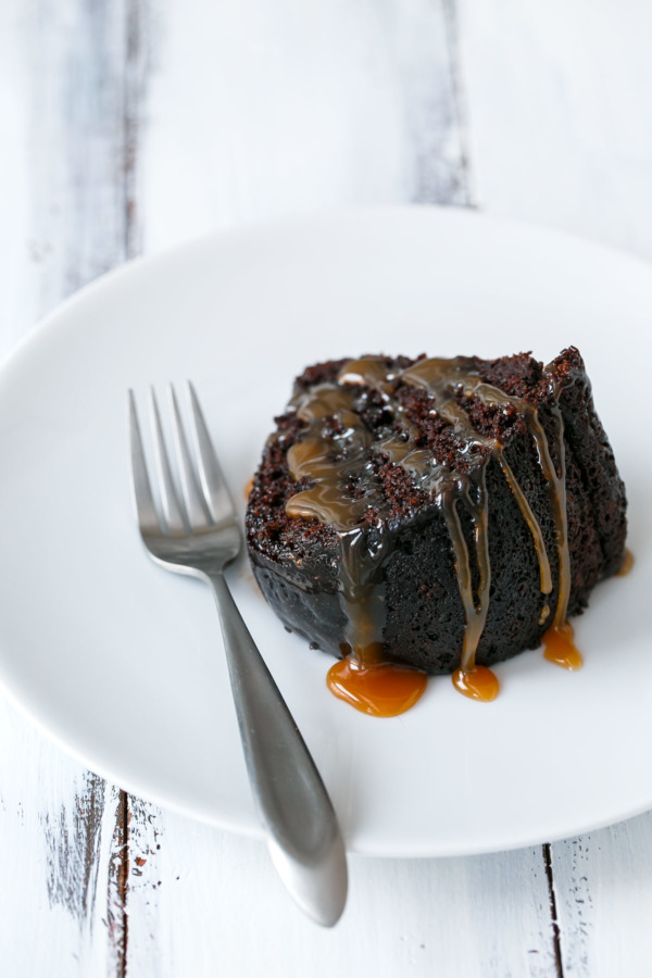 Ultra moist chocolate bundt cake, spiked with whiskey and drizzled with whiskey-infused caramel