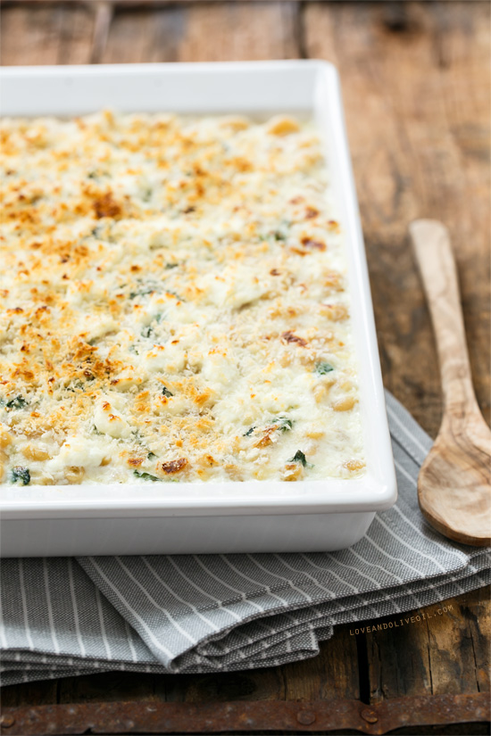 Whole Wheat Macaroni and Cheese with Spicy Garlic Swiss Chard from www.loveandoliveoil.com