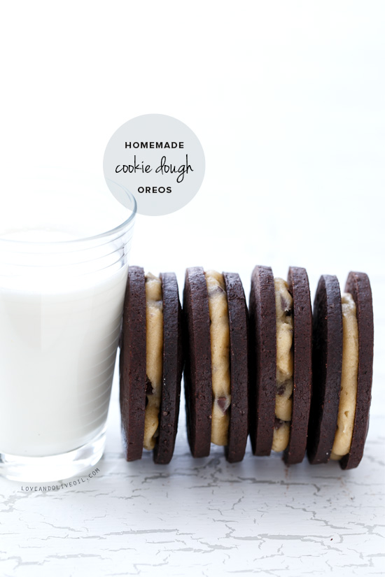 Homemade Cookie Dough Oreos from www.loveandoliveoil.com