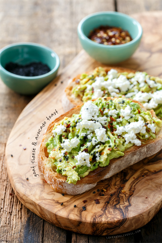 Goat Cheese & Avocado Toast from @loveandoliveoil