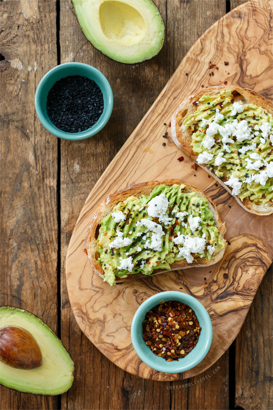 Goat Cheese & Avocado Toast from @loveandoliveoil