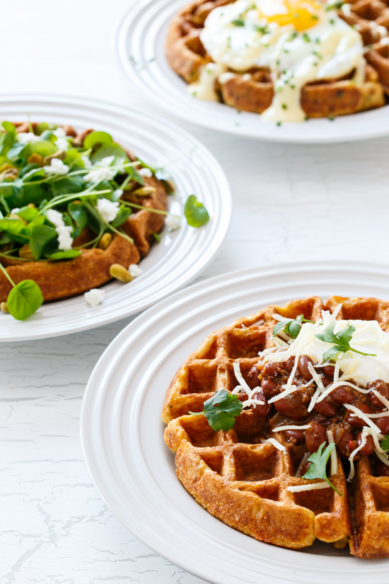 Savory Cornmeal Waffles from @loveandoliveoil