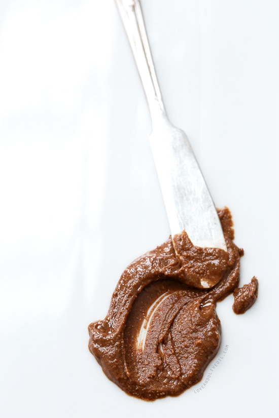 Homemade Chocolate Almond Butter from @loveandoliveoil