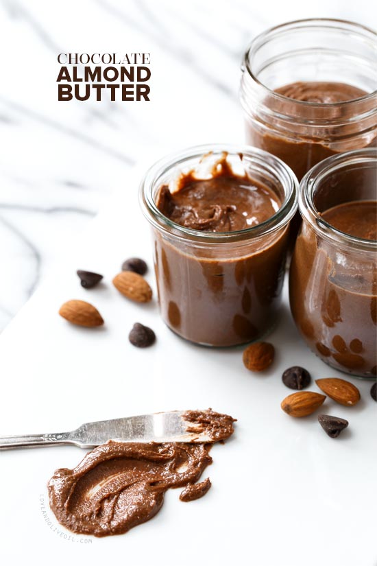 Homemade Chocolate Almond Butter from @loveandoliveoil