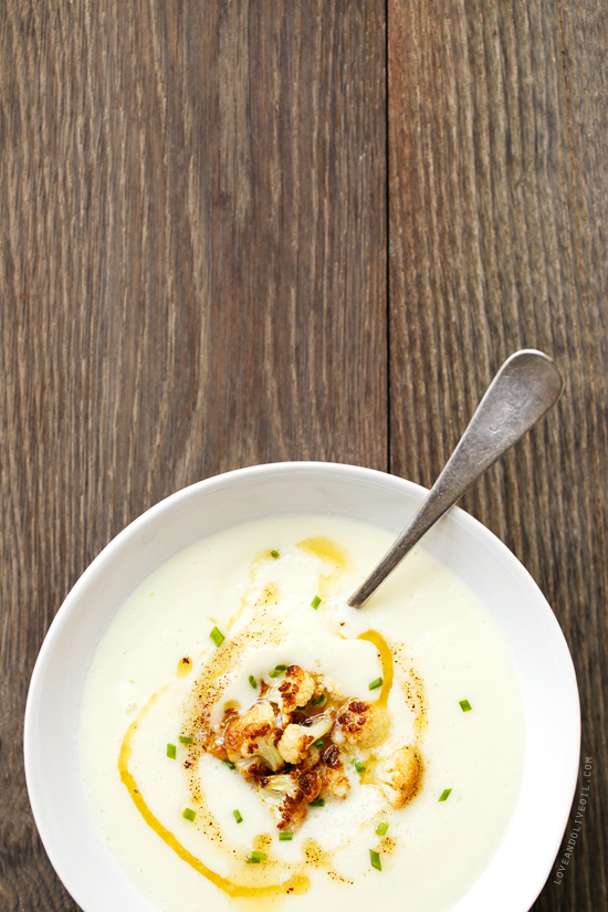 Creamy Cauliflower Soup with Brown Butter from @loveandoliveoil
