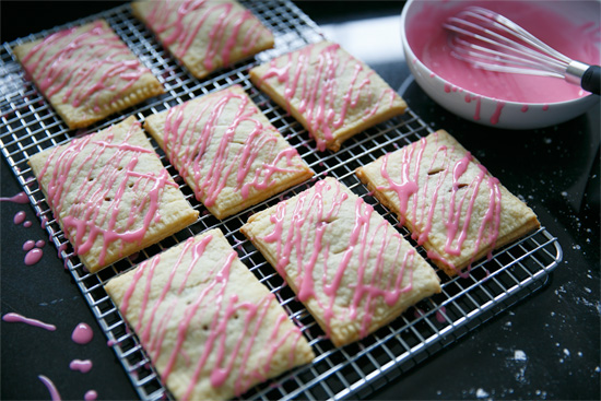 Drizzling Strawberry Glaze for homemade toaster pastries