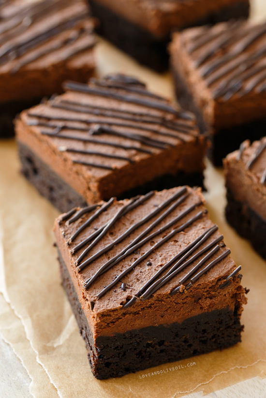 Chocolate Mousse Brownies from @loveandoliveoil