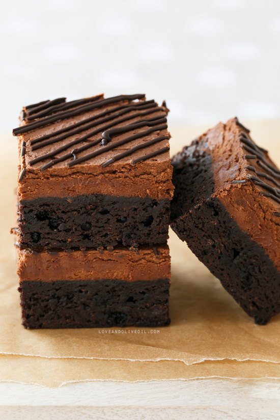 Chocolate Mousse Brownies from @loveandoliveoil