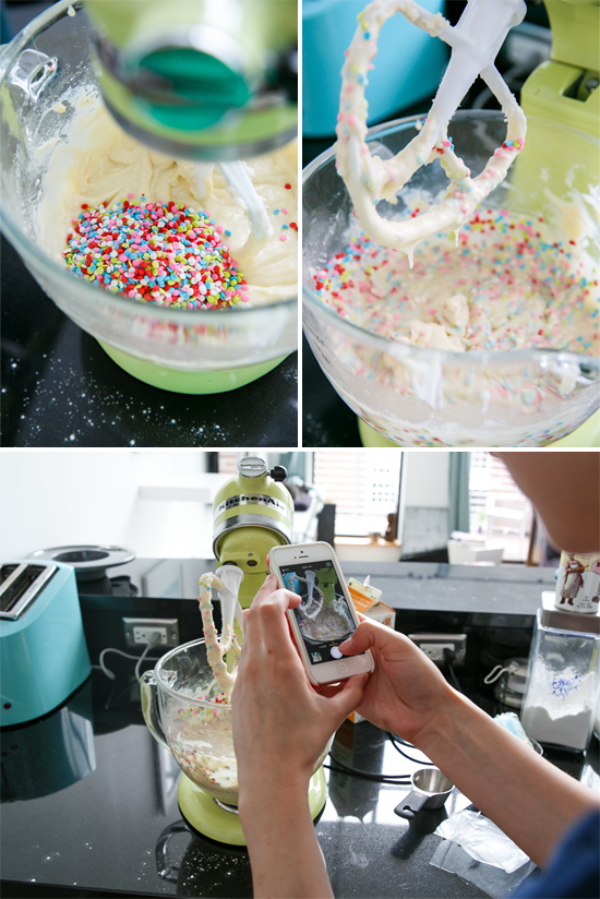 Frosted Funfetti Layer Cake from @loveandoliveoil