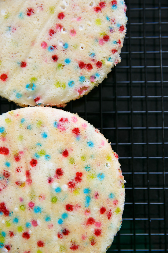 Frosted Funfetti Layer Cake from @loveandoliveoil