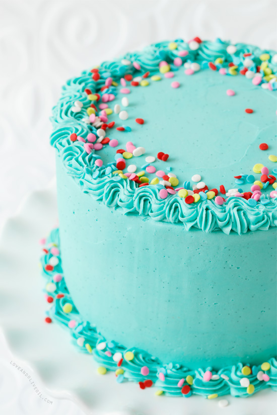 Frosted Funfetti Layer Cake from @loveandoliveoil