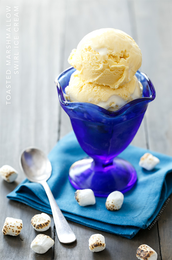 Toasted Marshmallow Swirl Ice Cream from @loveandoliveoil