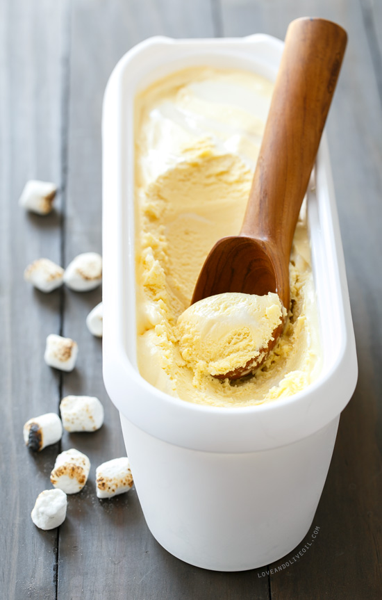 Toasted Marshmallow Swirl Ice Cream from @loveandoliveoil