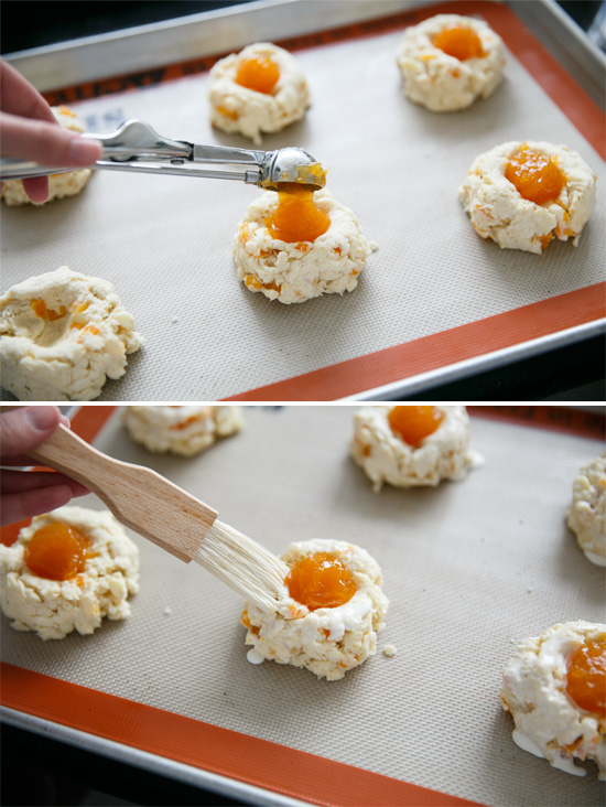 Apricots & Cream Thumbprint Scones from @loveandoliveoil