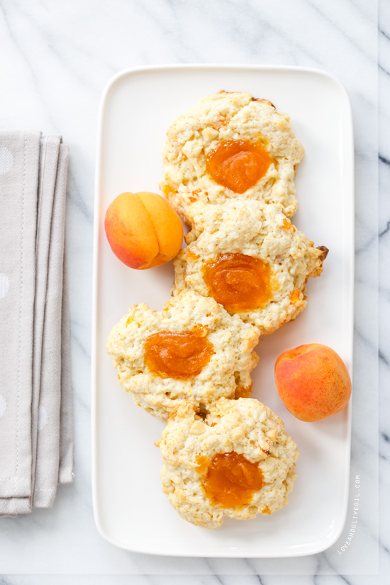 Apricots & Cream Thumbprint Scones from @loveandoliveoil