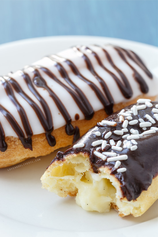 Homemade Eclairs with Pastry Cream Filling from @loveandoliveoil