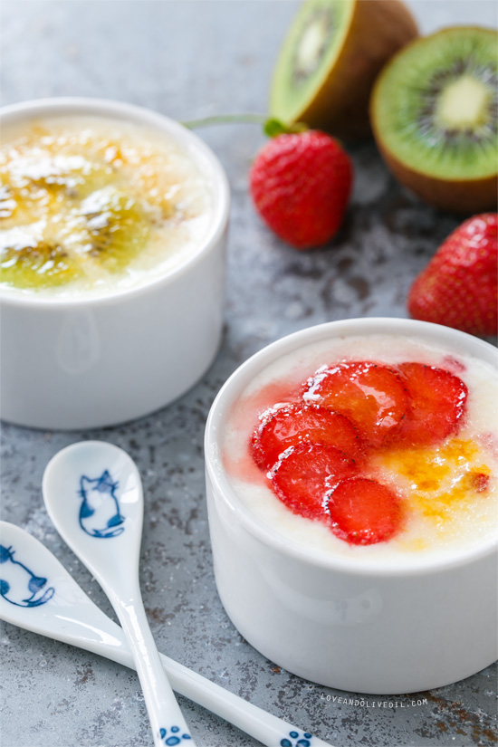 Brûléed Yogurt with Strawberries and Kiwis from @loveandoliveoil