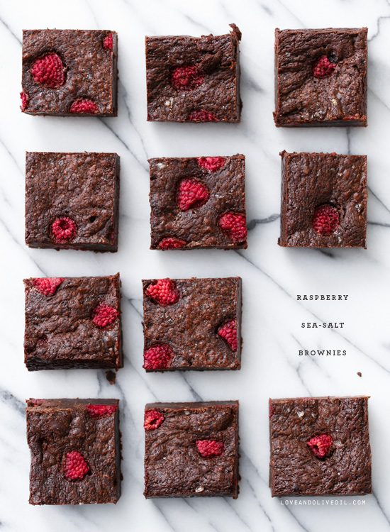 Raspberry Sea Salt Brownies from @loveandoliveoil