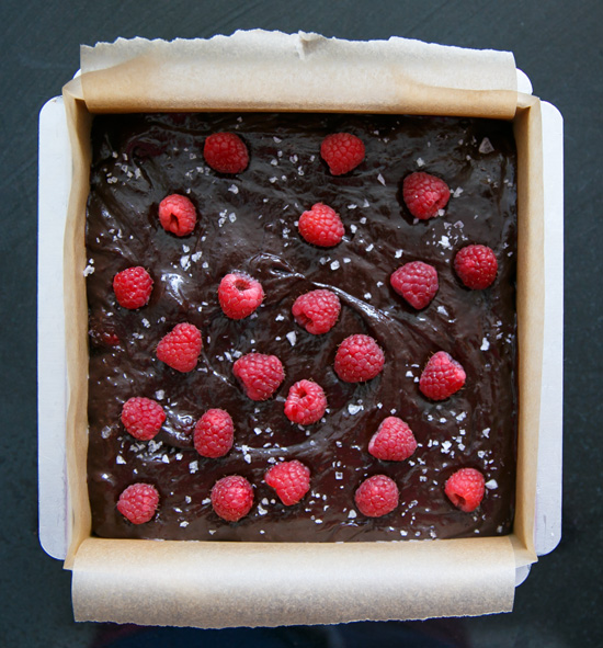 Raspberry Sea Salt Brownies from @loveandoliveoil