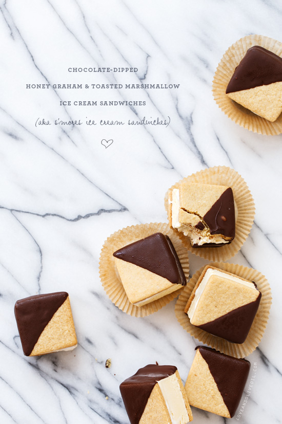 Chocolate-Dipped S'Mores Ice Cream Sandwiches from @loveandoliveoil