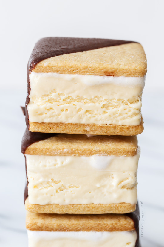 Chocolate-Dipped S'Mores Ice Cream Sandwiches from @loveandoliveoil