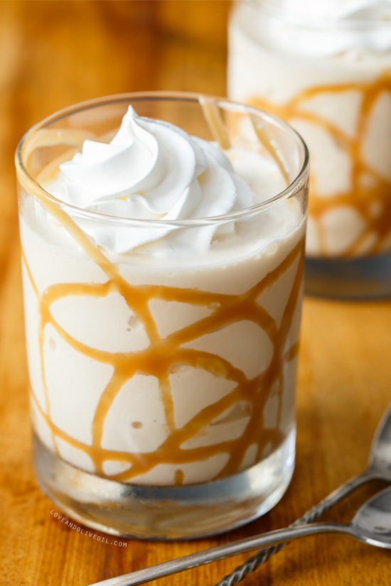 Bourbon Salted Caramel Milkshakes for #MilkshakeWeek from @loveandoliveoil