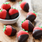 Chocolate-covered Marzipan Strawberries from @loveandoliveoil