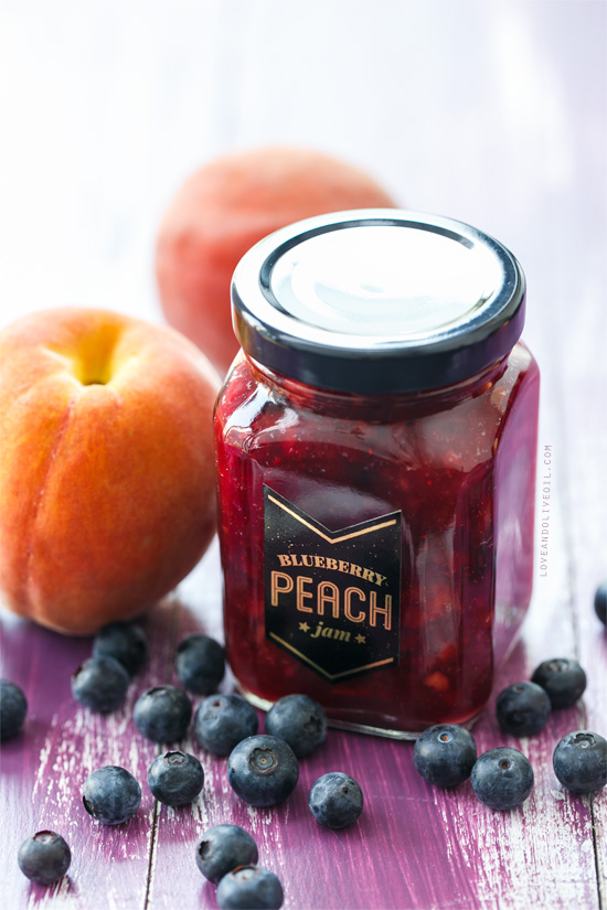 Blueberry Peach Jam from www.loveandoliveoil.com