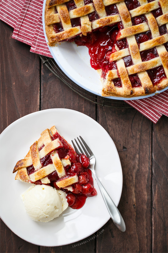 Frozen Tart Cherry Pie with Lattice Top from www.loveandoliveoil.com