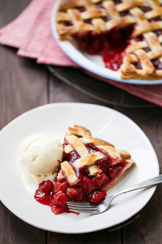 Sour Cherry Pie with Lattice Top from www.loveandoliveoil.com