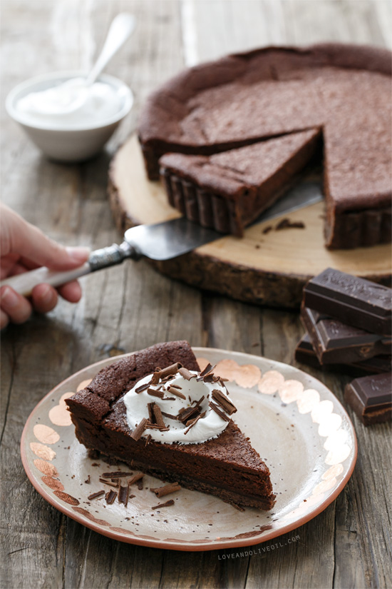 Bittersweet Chocolate Bourbon Tart from www.loveandoliveoil.com