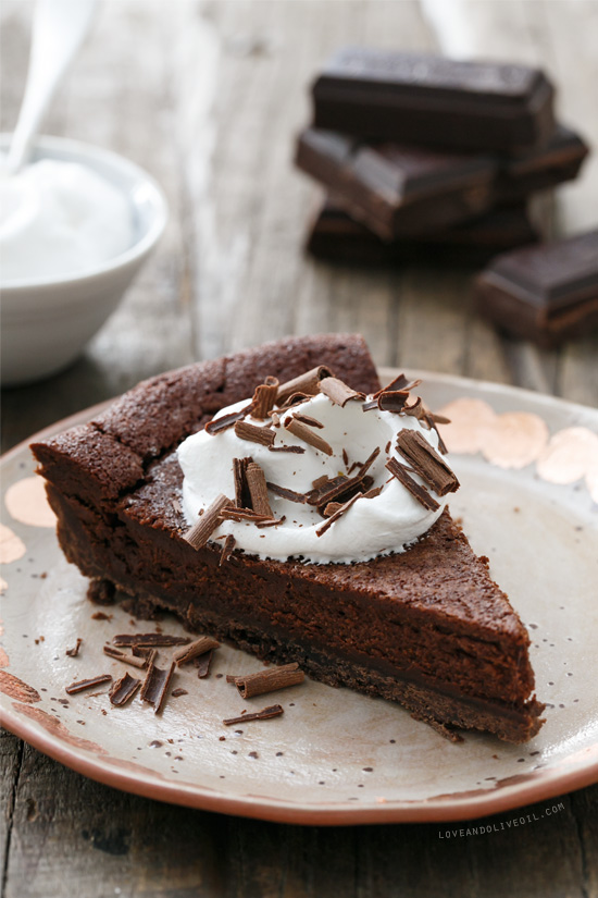 Bittersweet Chocolate Bourbon Tart from www.loveandoliveoil.com