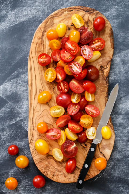 Heirloom cherry tomatoes for Warm Gnocchi Salad