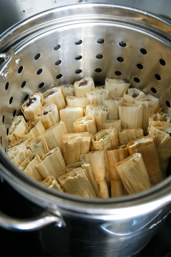 Homemade Roasted Poblano and Cheese Tamales