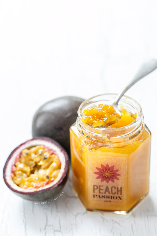 Peach Passion Jam with fresh peaches and passionfruit