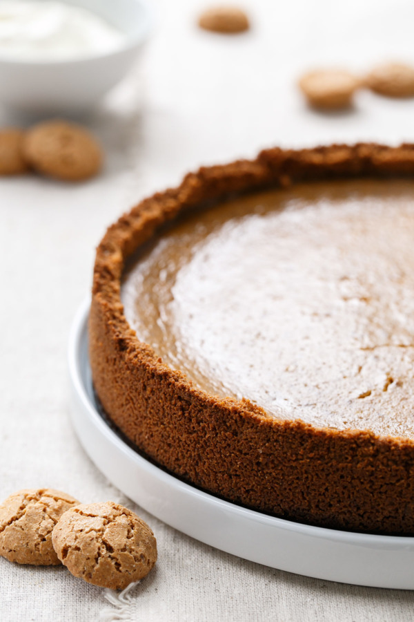 The Amaretti Cookie Crust (OMG) makes this Amaretti Pumpkin Pie Recipe OUT OF THIS WORLD!