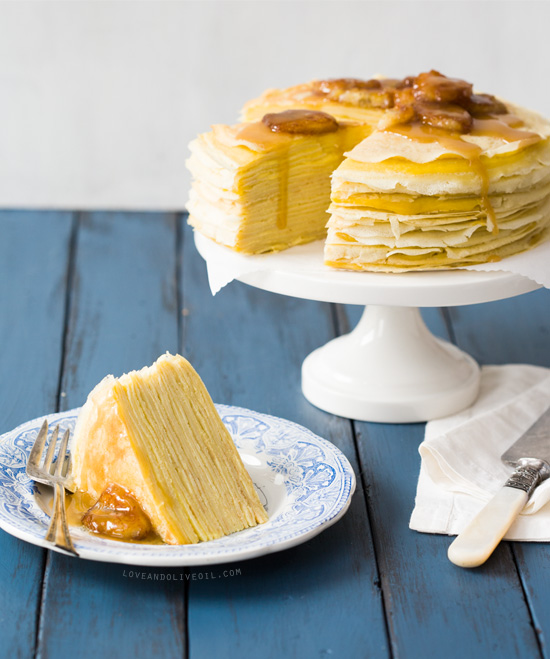 Bananas Foster Crepe Cake from the Breakfast for Dinner cookbook