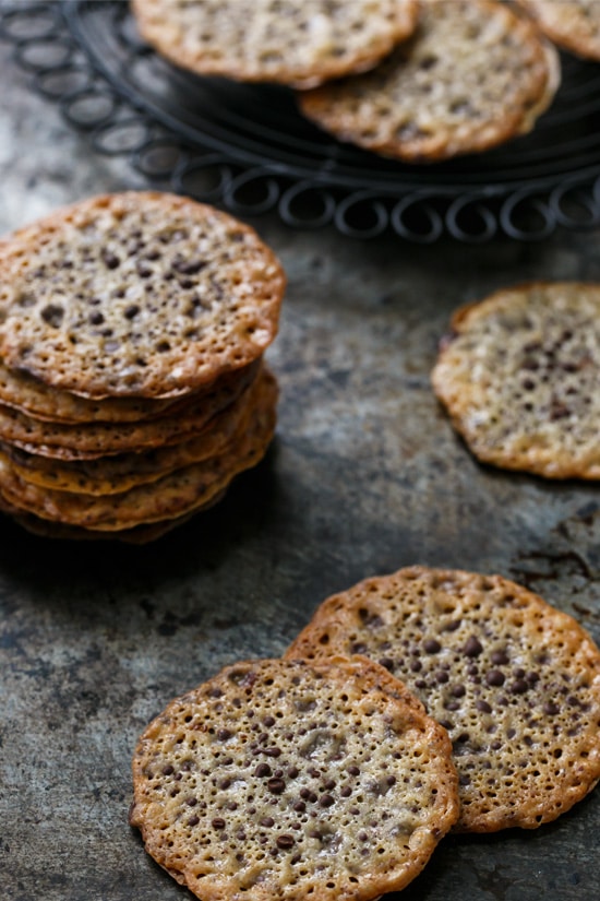 Chocolate-Filled Almond Lace Sandwich Cookies