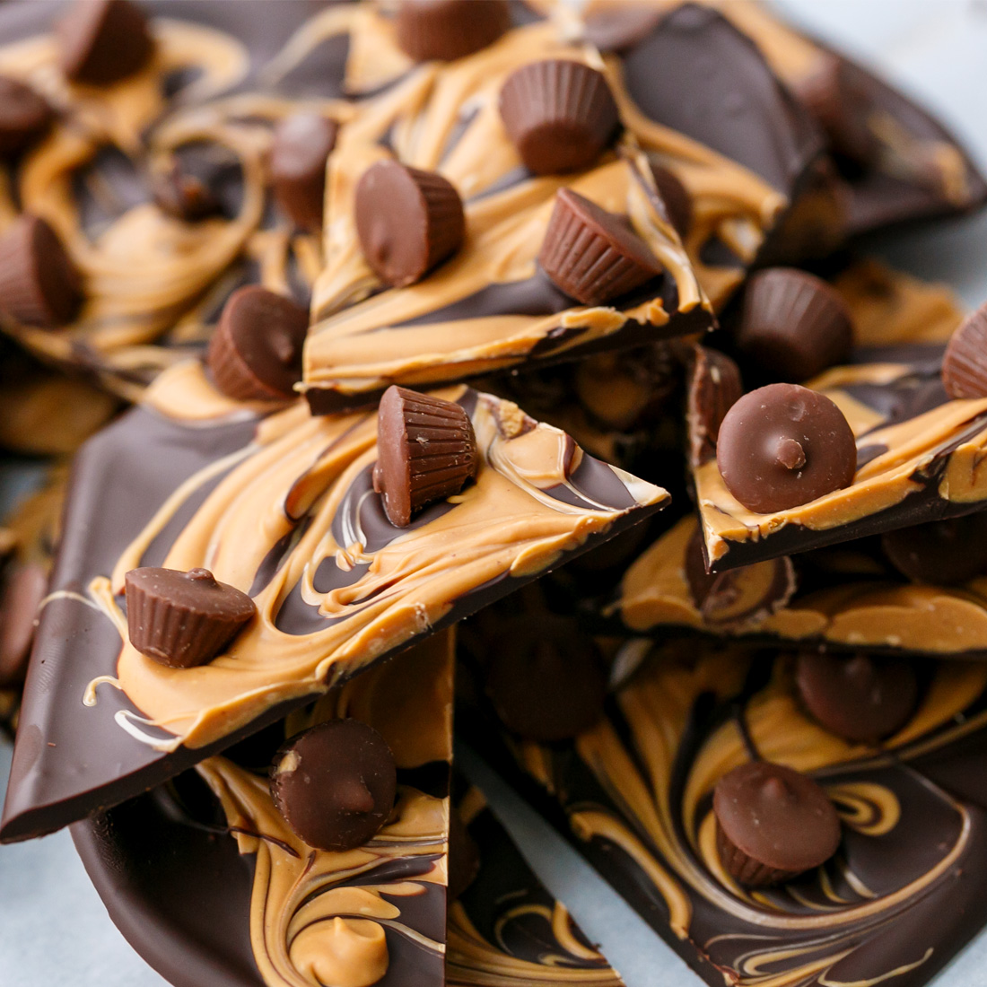 Chocolate Peanut Butter Cup Bark Love and Olive Oil