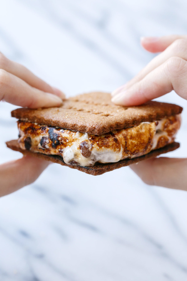 Ooey gooey homemade smores recipe made with Goo Goo Clusters candy