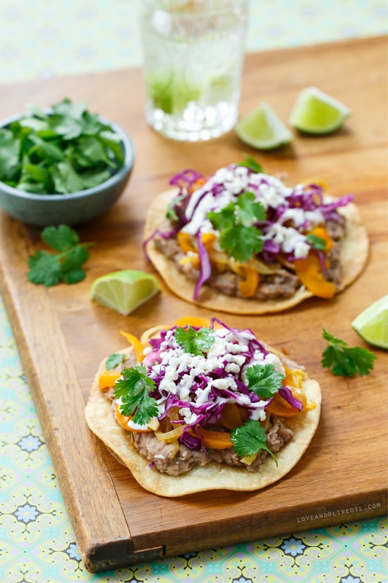 Pinto Bean and Veggie Tostadas